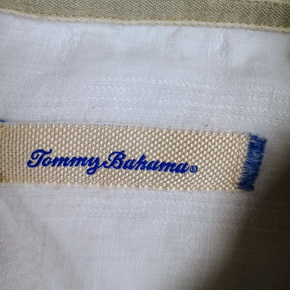 Tommy Bahama 100% Linen Shirt Mens XXL Bamboo Hawaiian Casual Short Sleeve Beige - Picture 9 of 14